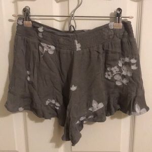Olive Floral Shorts